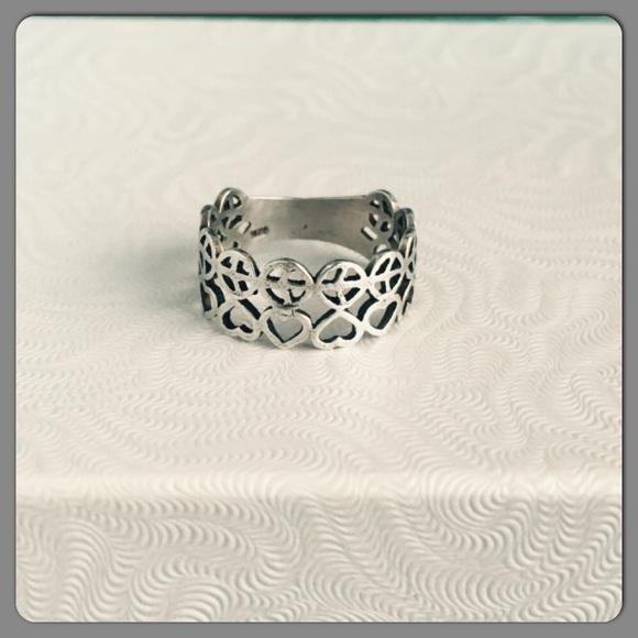 Sterling Silver Love and Peace Ring Size 5 - Picture 3 of 4